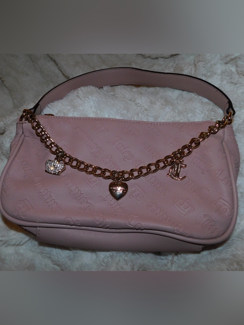 Juicy Couture Blush Pink Charm Shoulder Bag with Gold Chain